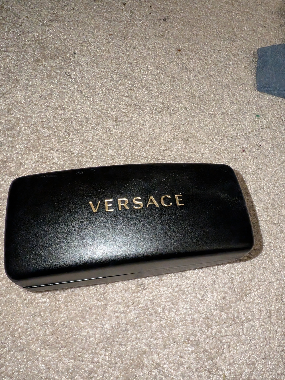 Versace Black and Gold Logo Leather Eyewear Case